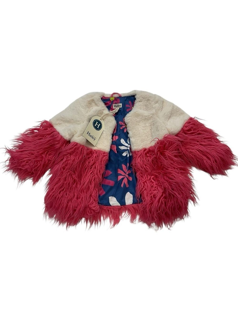 Hatley NWT jacket funky cowgirl kid girl plush pink and cream floral liner cozy